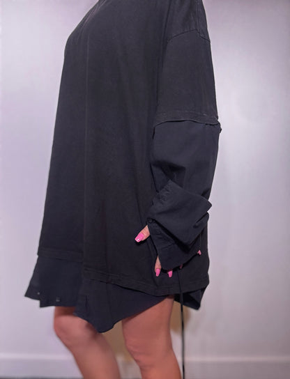x Vintage Tee Long Sleeve Dress Black