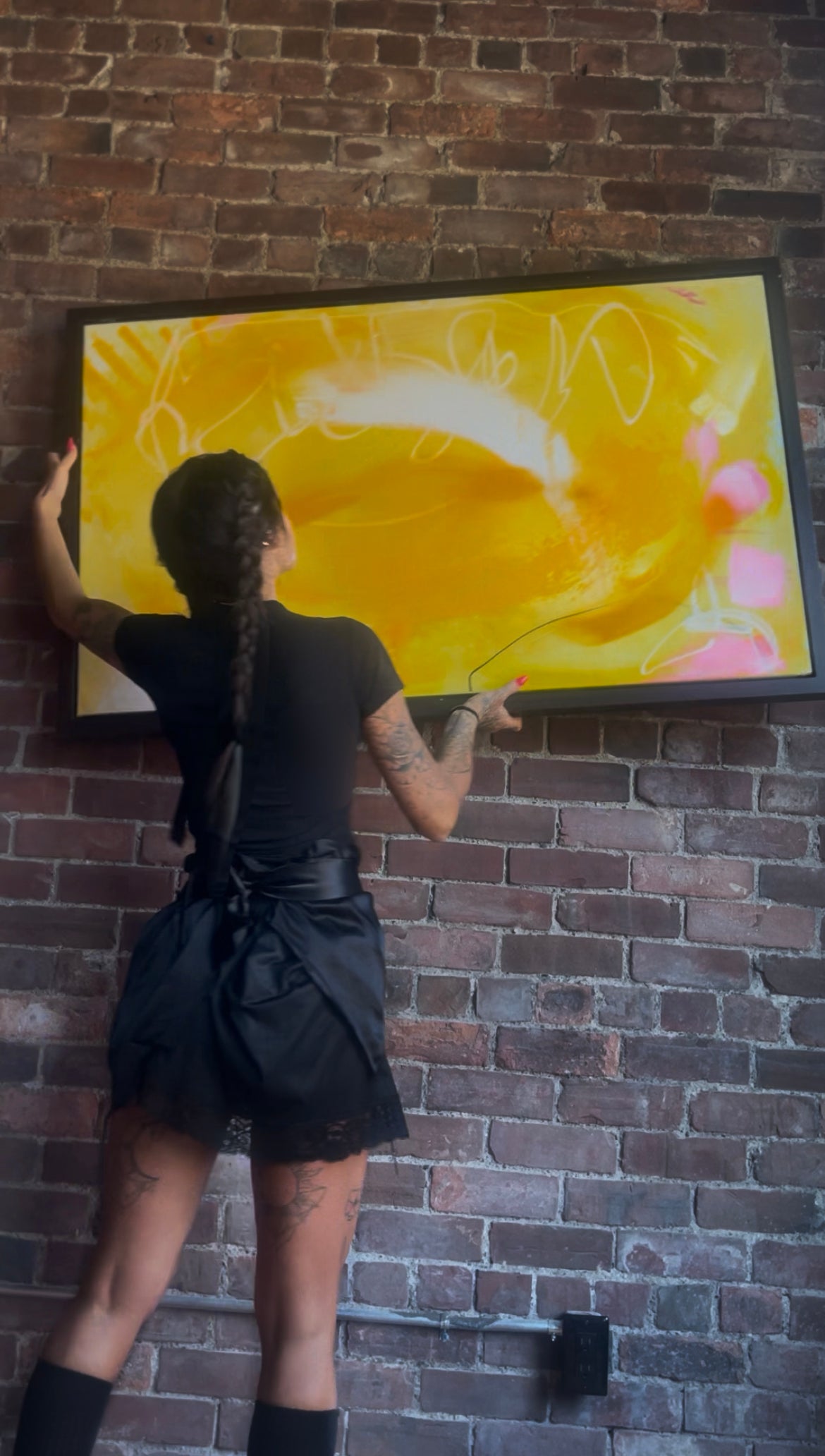 "Abstract original SOL  on repurposed framed canvas"