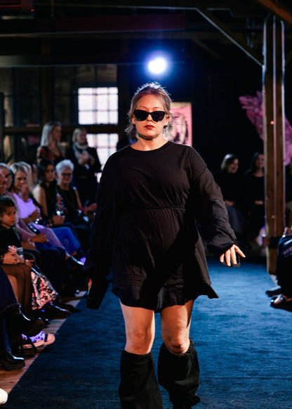 x Vintage Tee Long Sleeve Dress Black