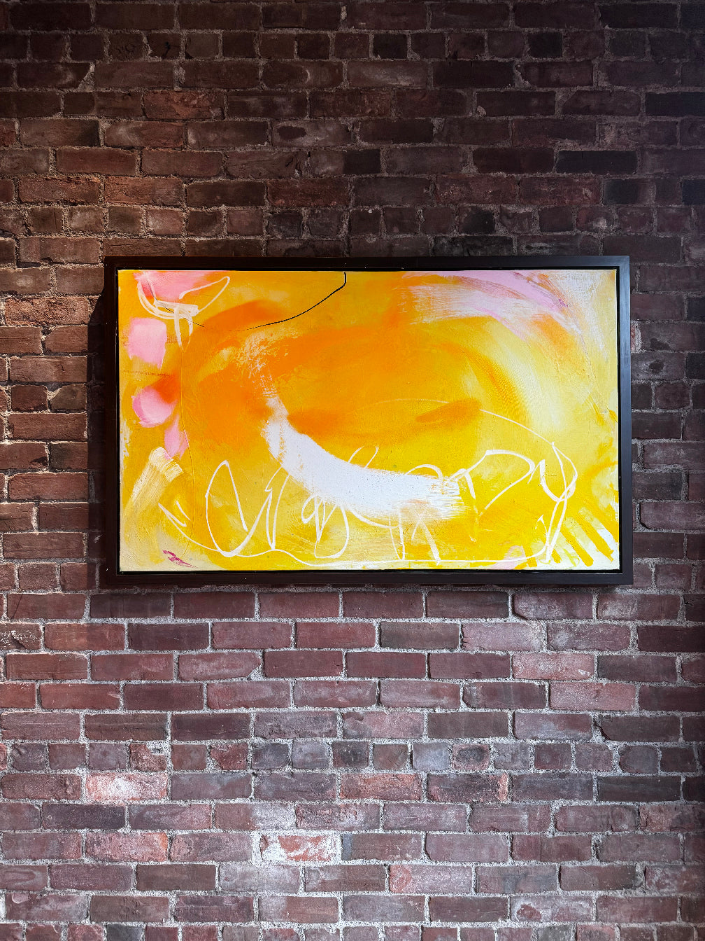 "Abstract original SOL  on repurposed framed canvas"