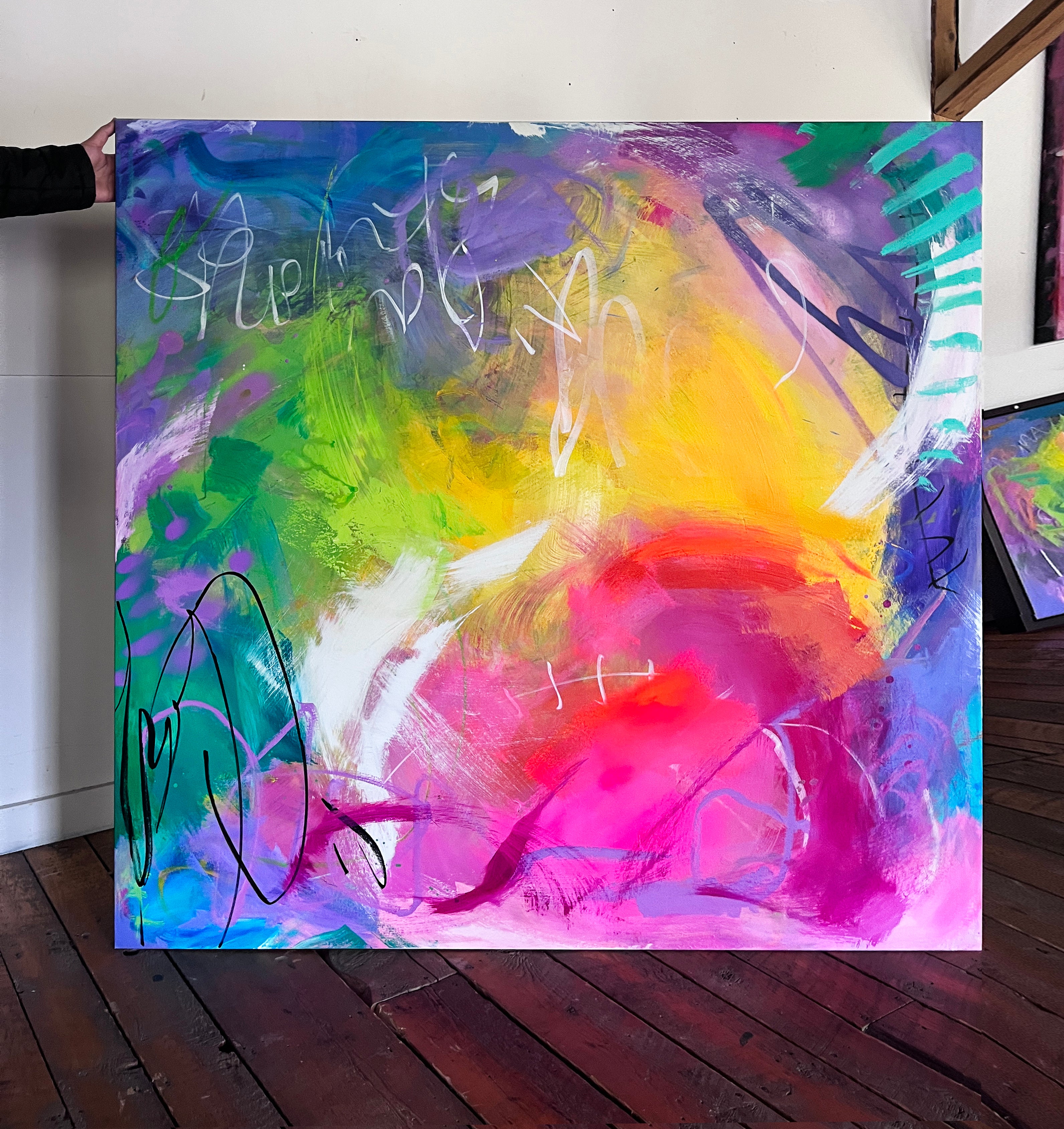 Abstract  "MADE IN HEAVEN" original hand painted acrylic mixed media on canvas