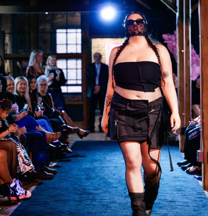 x Patchwork Cargo Skirt Black