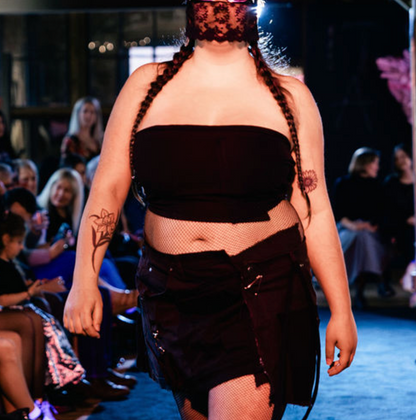 x Patchwork Cargo Skirt Black