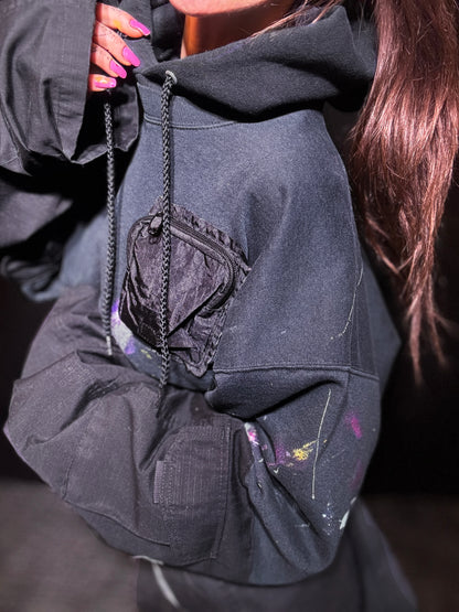 x Cropped Hooded Sweatshirt Black