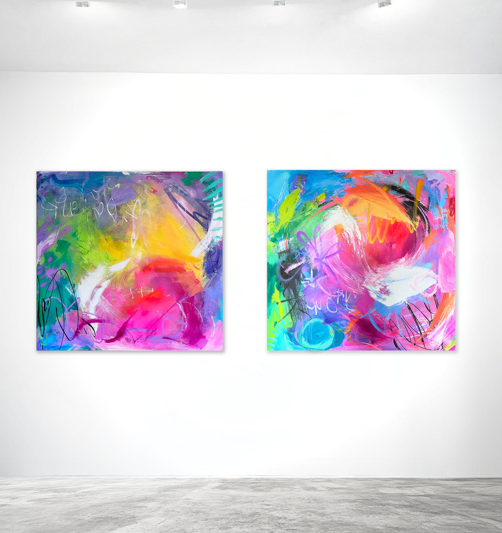 "Abstract  MADE IN HEAVEN original hand painted acrylic mixed media on canvas