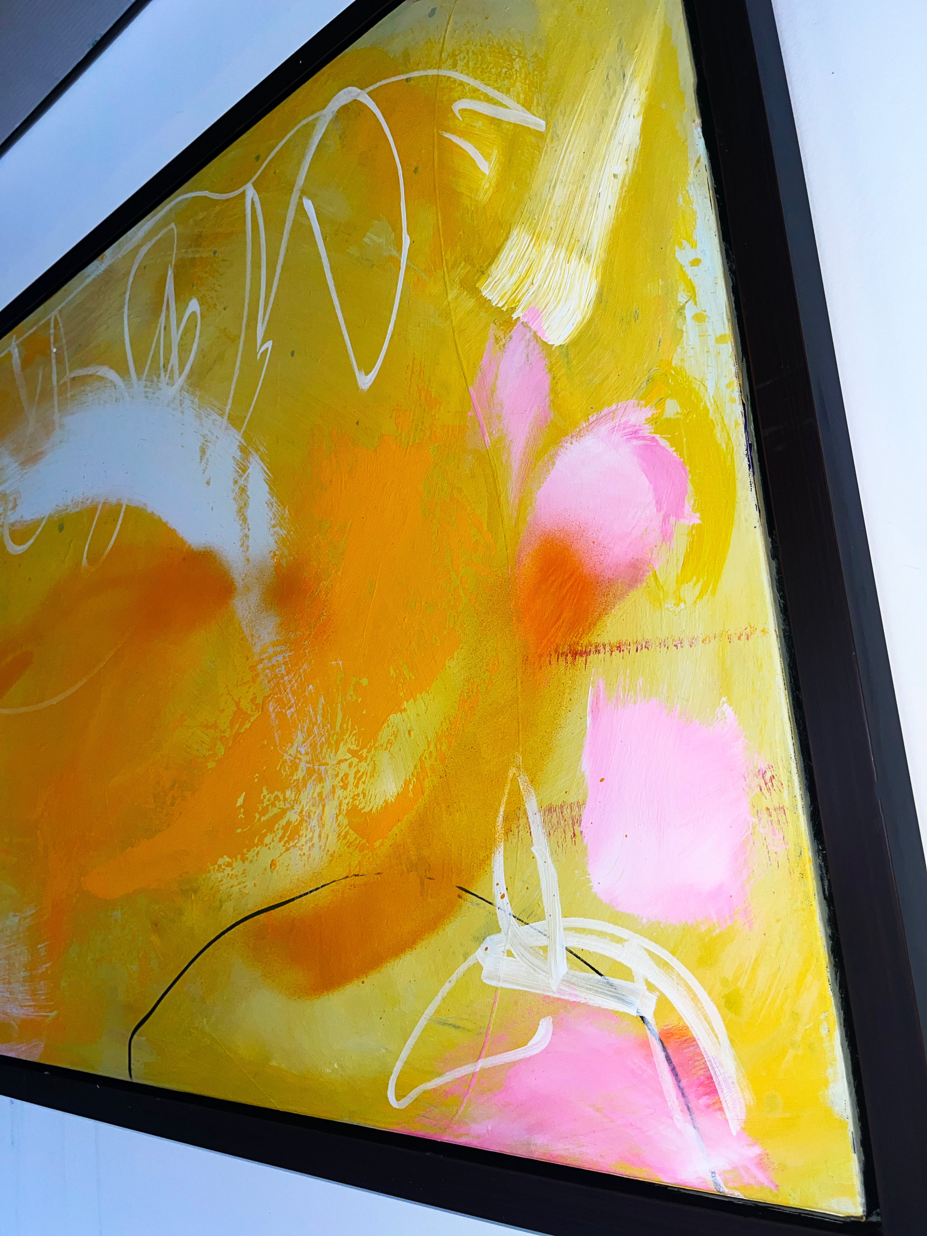 "Abstract original SOL  on repurposed framed canvas"