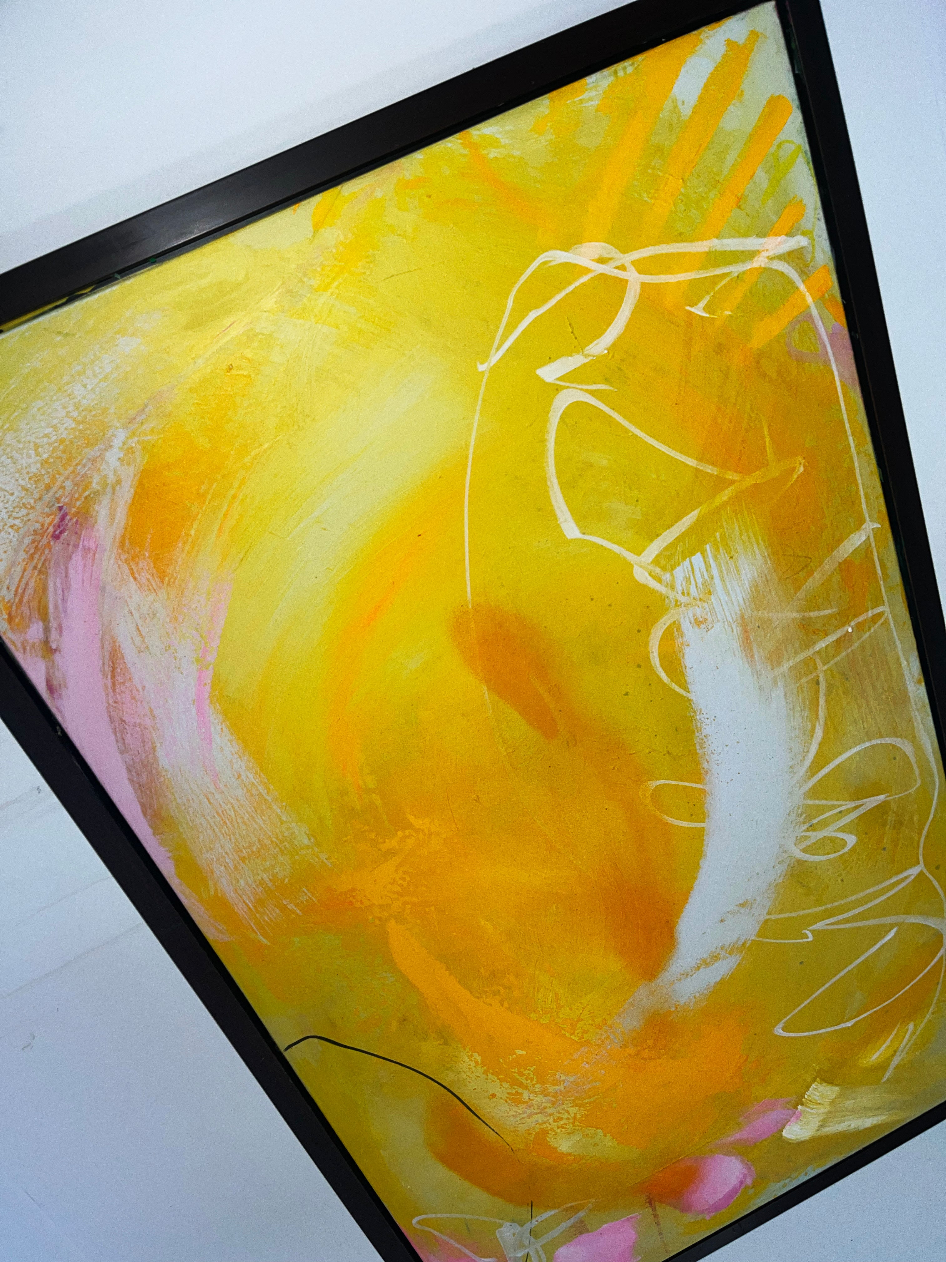 "Abstract original SOL  on repurposed framed canvas"