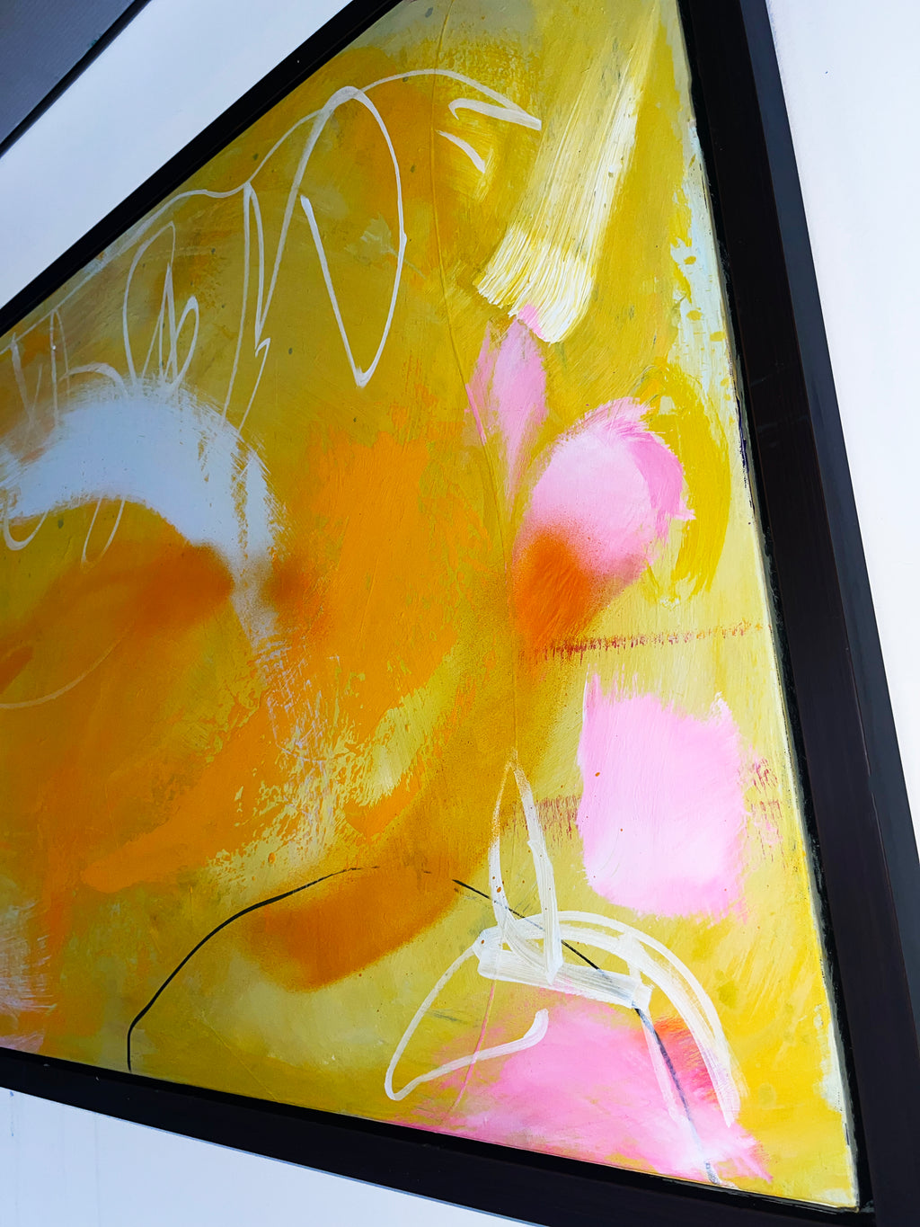 "Abstract original SOL  on repurposed framed canvas"