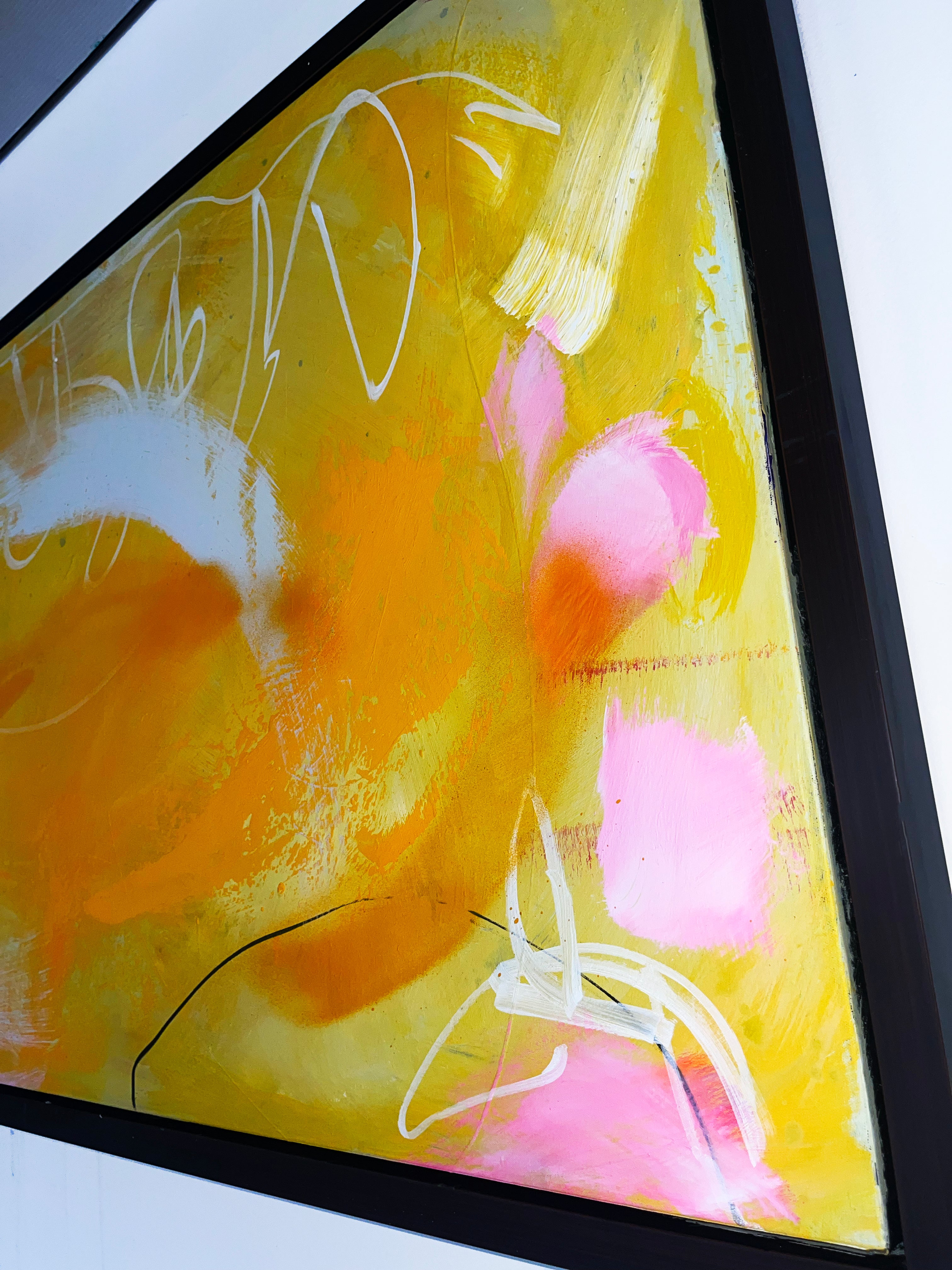 "Abstract original SOL  on repurposed framed canvas"