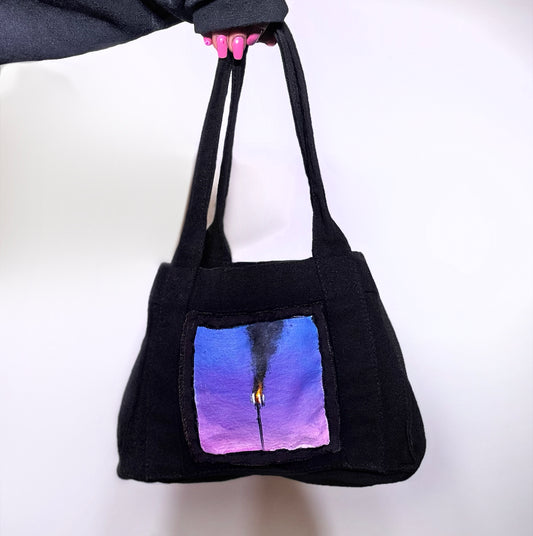 x Upcycled Canvas Bag with Hand-Painted Patch