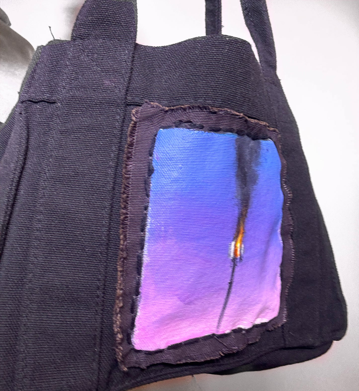 x Upcycled Canvas Bag with Hand-Painted Patch