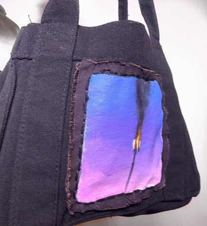 x Upcycled Canvas Bag with Hand-Painted Patch