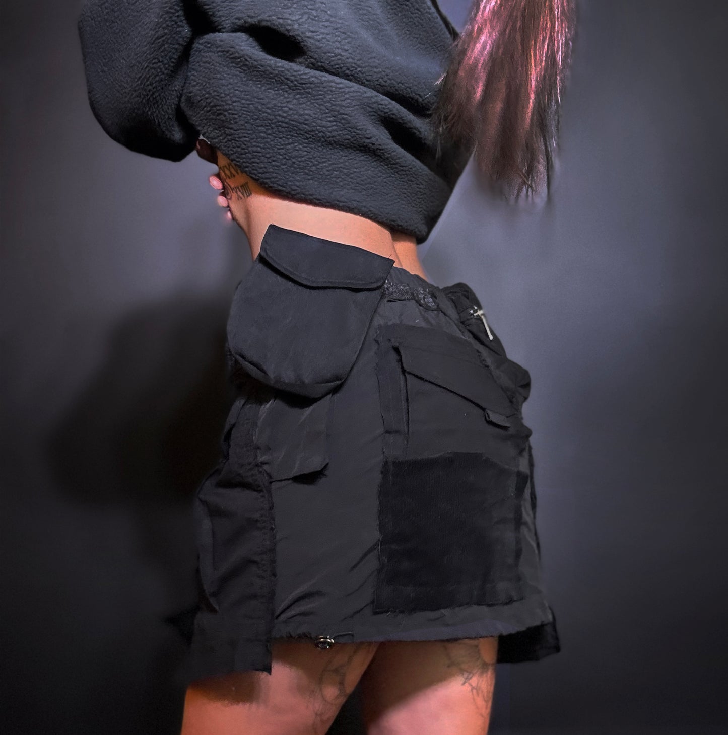 x Customized Cargo Mini Skirt Black