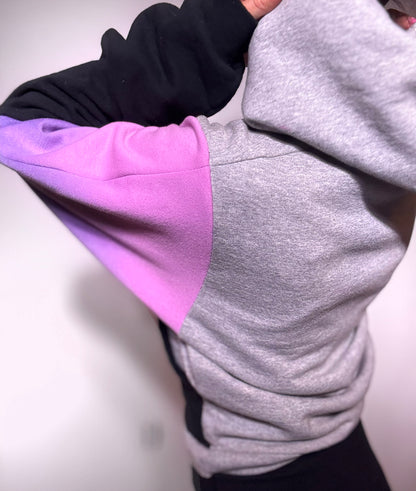 x Reworked Cropped Hoodie with Tie-Dye Block Sleeve