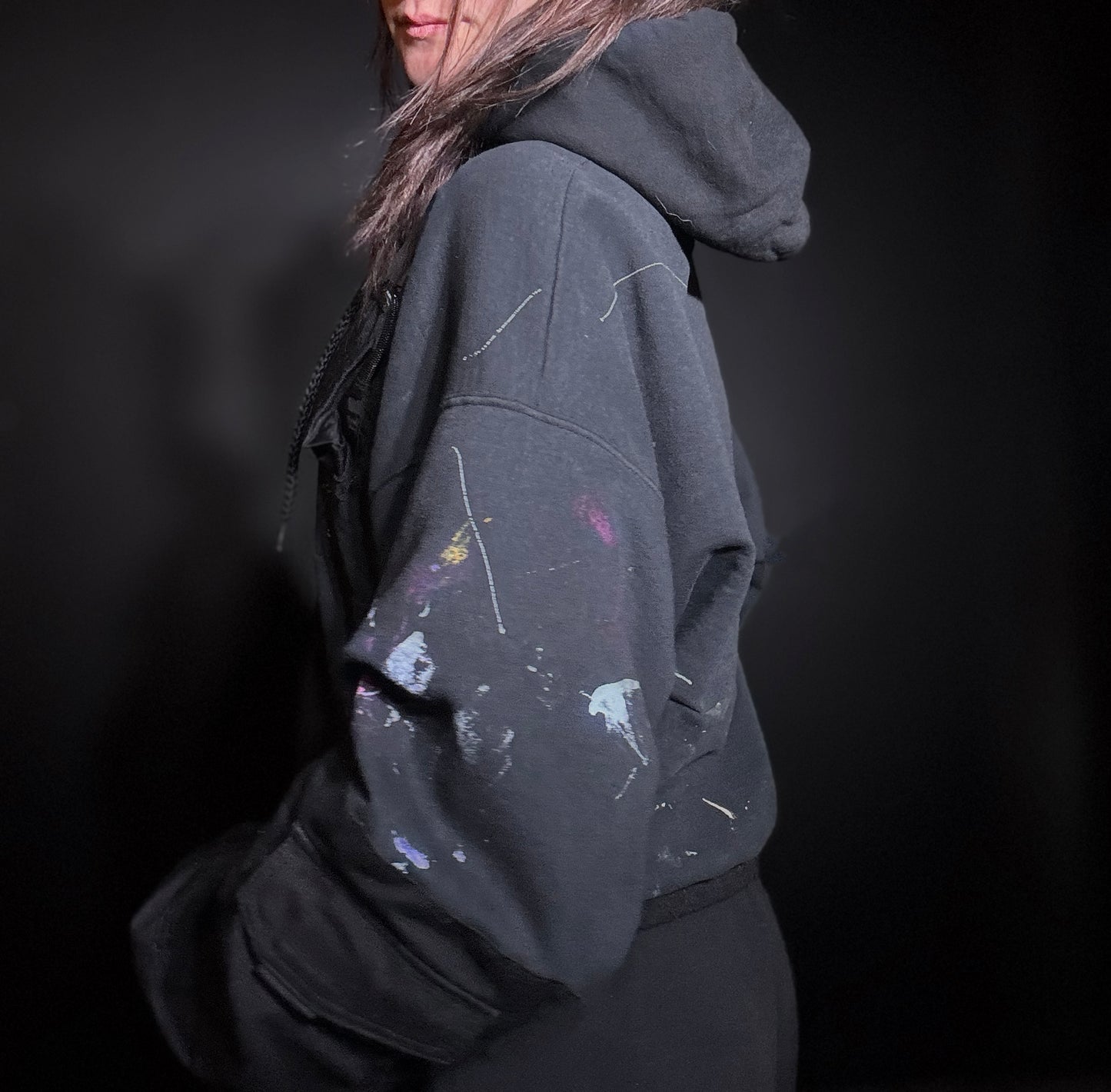 x Cropped Hooded Sweatshirt Black