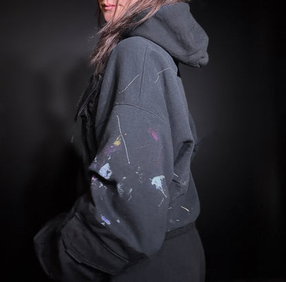 x Cropped Hooded Sweatshirt Black