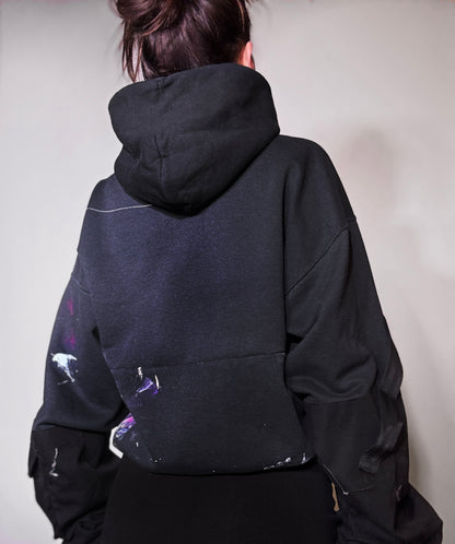 x Cropped Hooded Sweatshirt Black