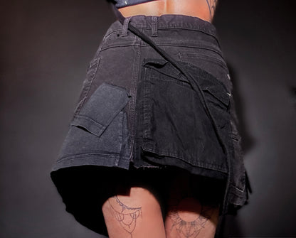 x Patchwork Cargo Skirt Black