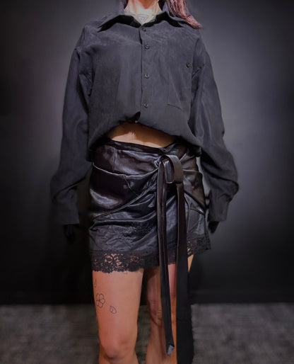 x Upcycled Layered Satin Skirt