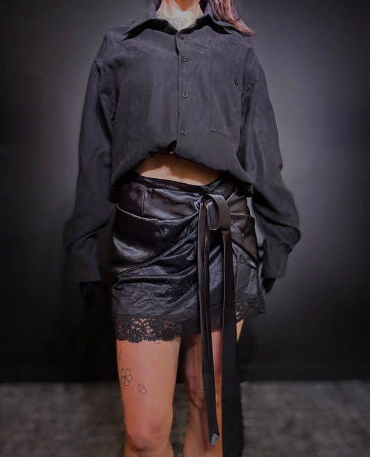 x Upcycled Layered Satin Skirt